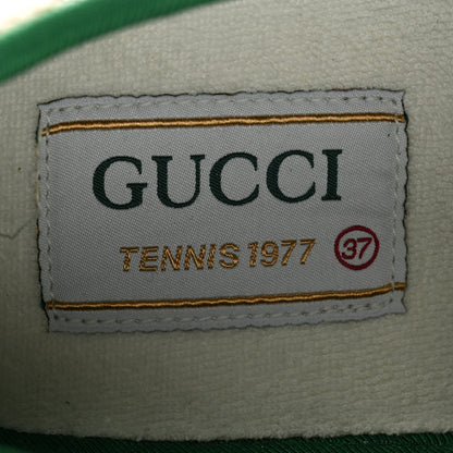 Gucci Canvas Lame Crystal GG Monogram Womens 1977 Tennis Sneakers 37 Gardenia Silver Mystic White 6 of 10