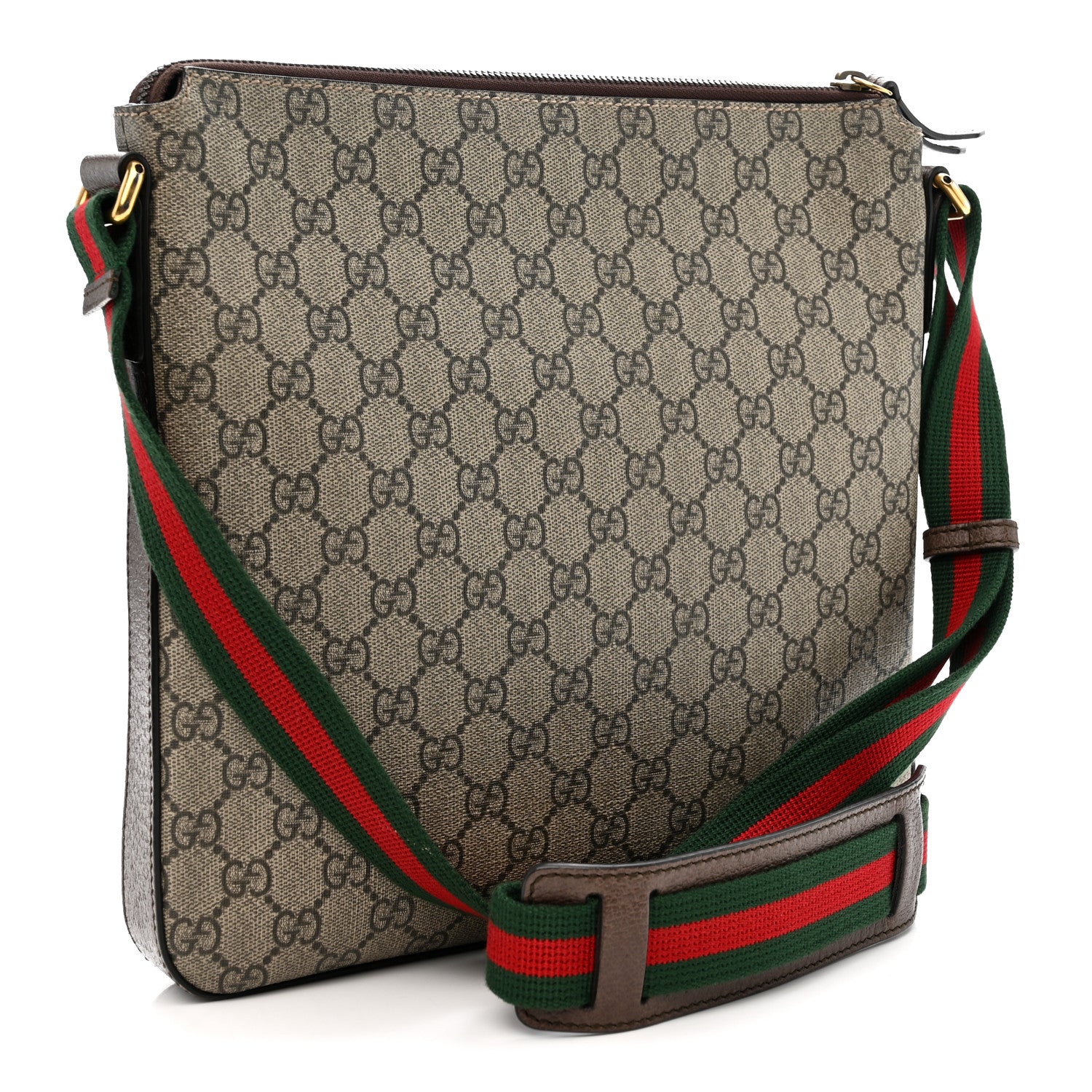 Gucci Soft GG Supreme Monogram Courrier Web Medium Flat Messenger Bag Beige New Acero Multicolor 3 of 11