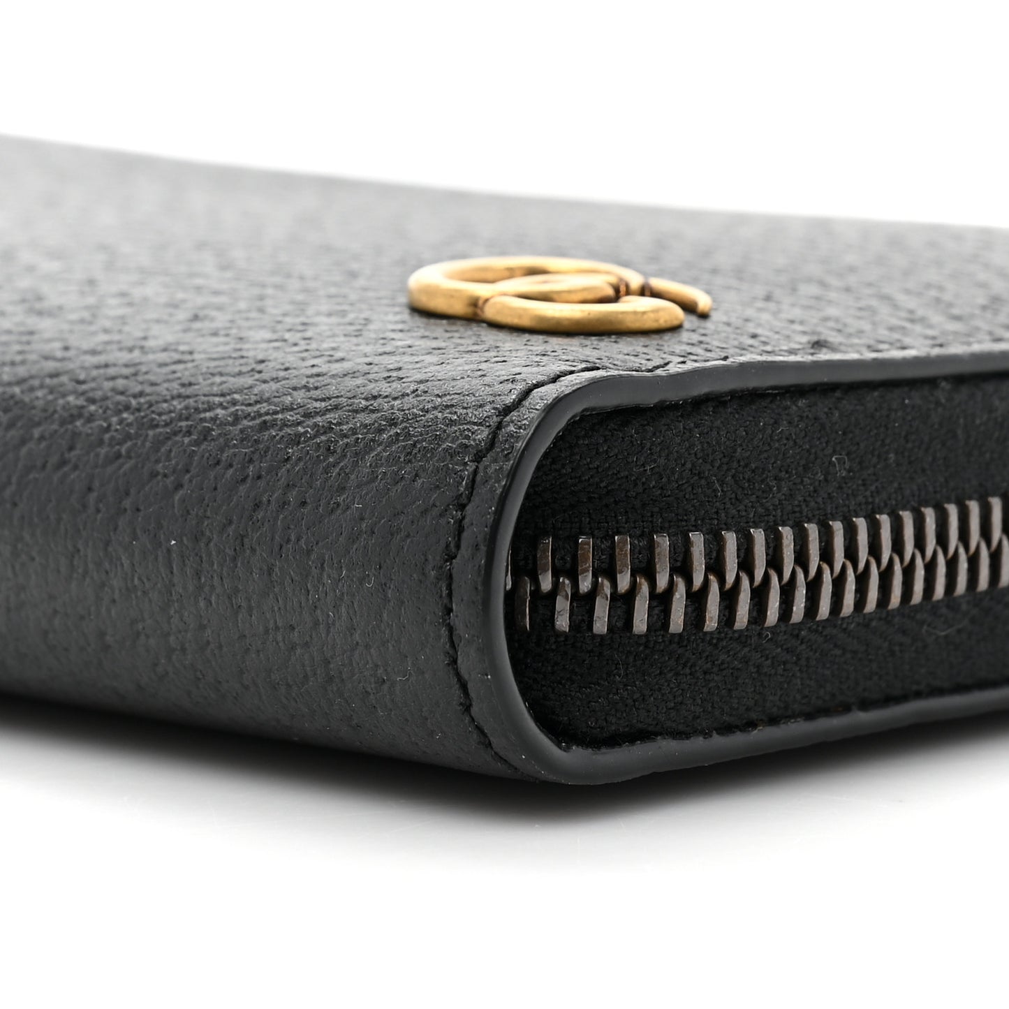Dollar Calfskin Boar Effect GG Marmont Zip Around Wallet Black