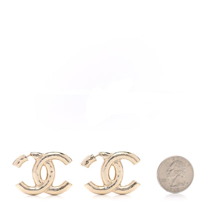 Chanel Metal Large CC Earrings Light Gold 2 of 5