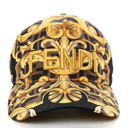 Fendi X VERSACE Silk FF Baroque Fendace Foulard Cap Gold 3 of 11