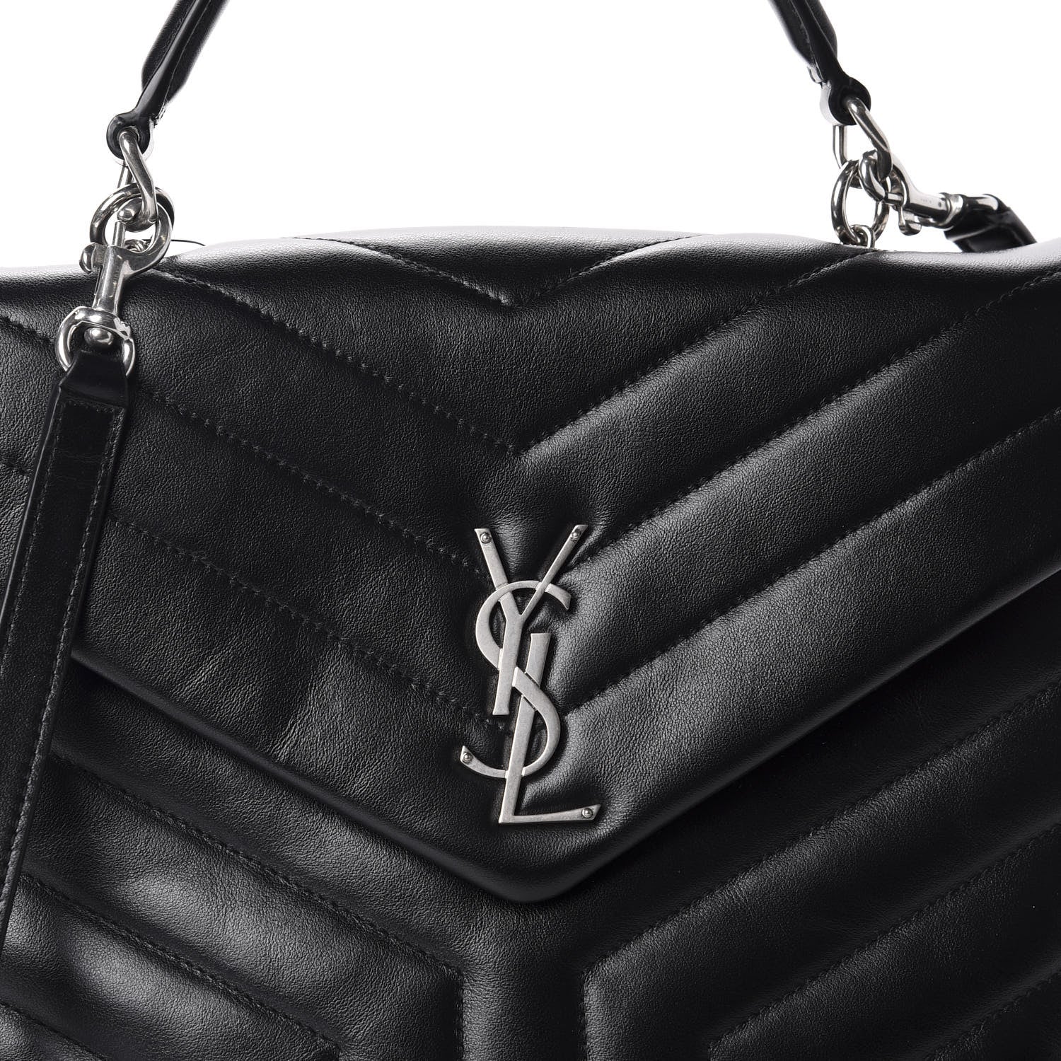 Saint Laurent Calfskin Y Quilted Monogram Medium Loulou Satchel Black 10 of 10