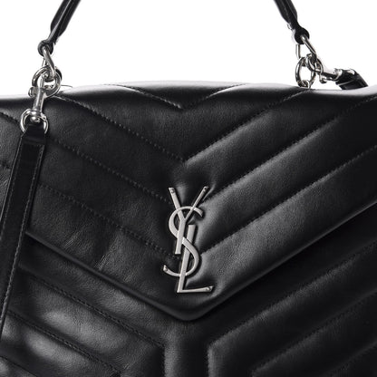 Saint Laurent Calfskin Y Quilted Monogram Medium Loulou Satchel Black 10 of 10