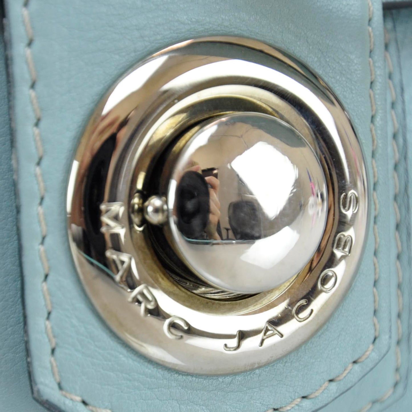Leather Pushlock Satchel Blue