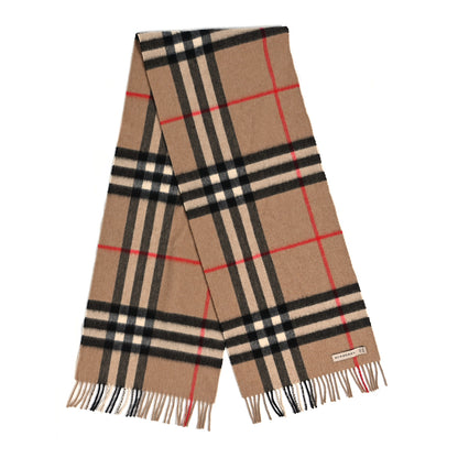 Burberry Cashmere House Check Fringe Scarf Camel 2 of 3