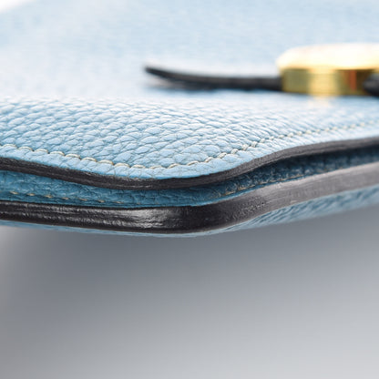 Hermes Taurillon Clemence Dogon Compact Wallet Blue Jean 12 of 12