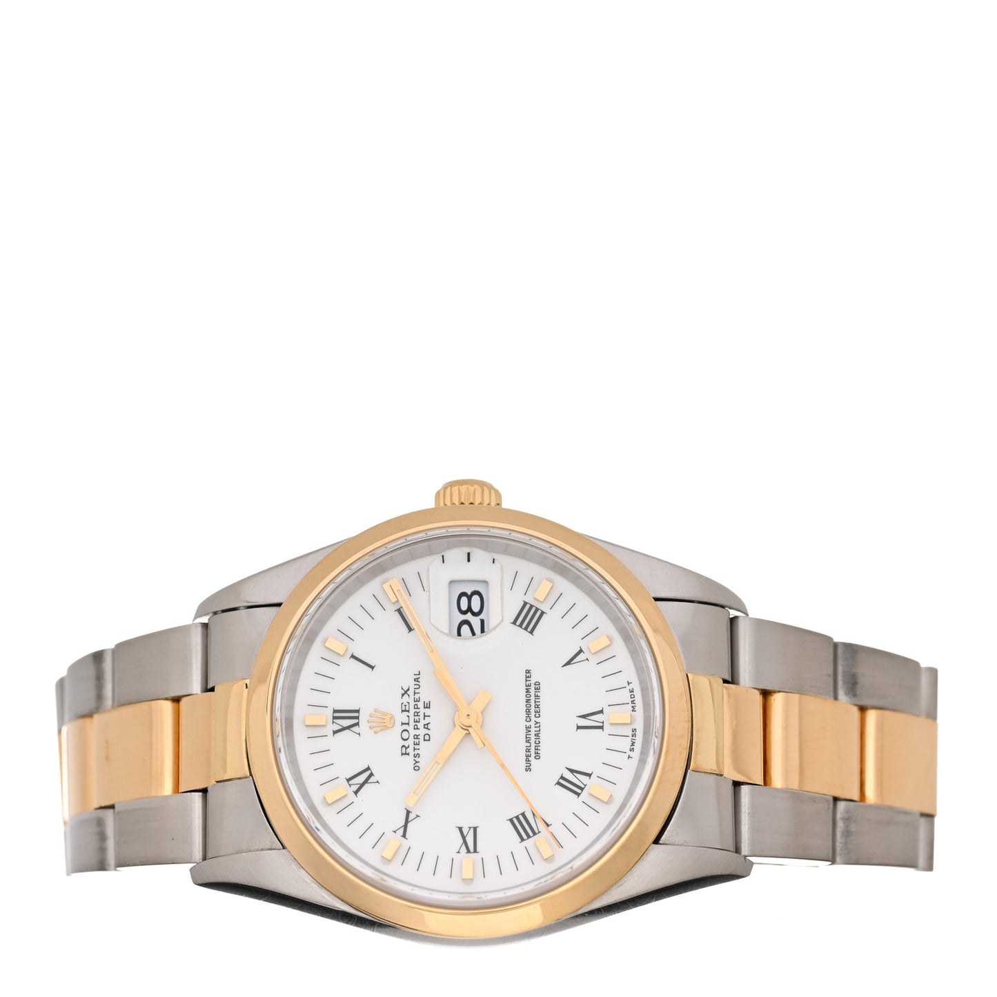 Stainless Steel 18K Yellow Gold 36mm Oyster Perpetual Datejust Watch White Roman 15203