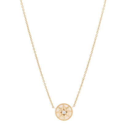 Christian Dior 18K Yellow Gold Diamond Mother of Pearl Rose Des Vents Necklace 1 of 5