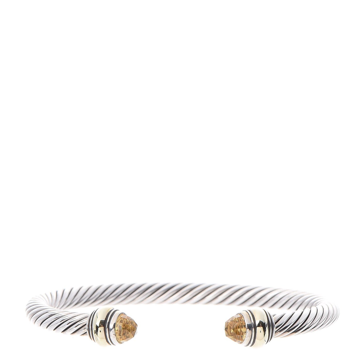 Sterling Silver 14K Yellow Gold Citrine 5mm Cable Classics Bracelet