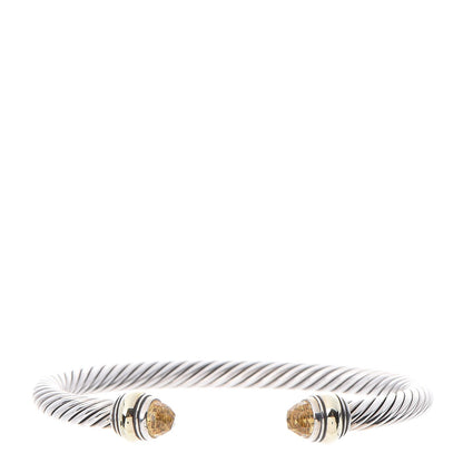 David Yurman Sterling Silver 14K Yellow Gold Citrine 5mm Cable Classics Bracelet 1 of 5