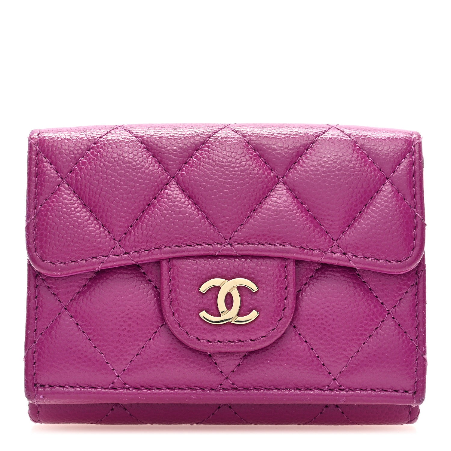 Chanel Caviar Quilted Double Flap Wallet Purple 1 of 7