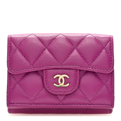 Chanel Caviar Quilted Double Flap Wallet Purple 1 of 7