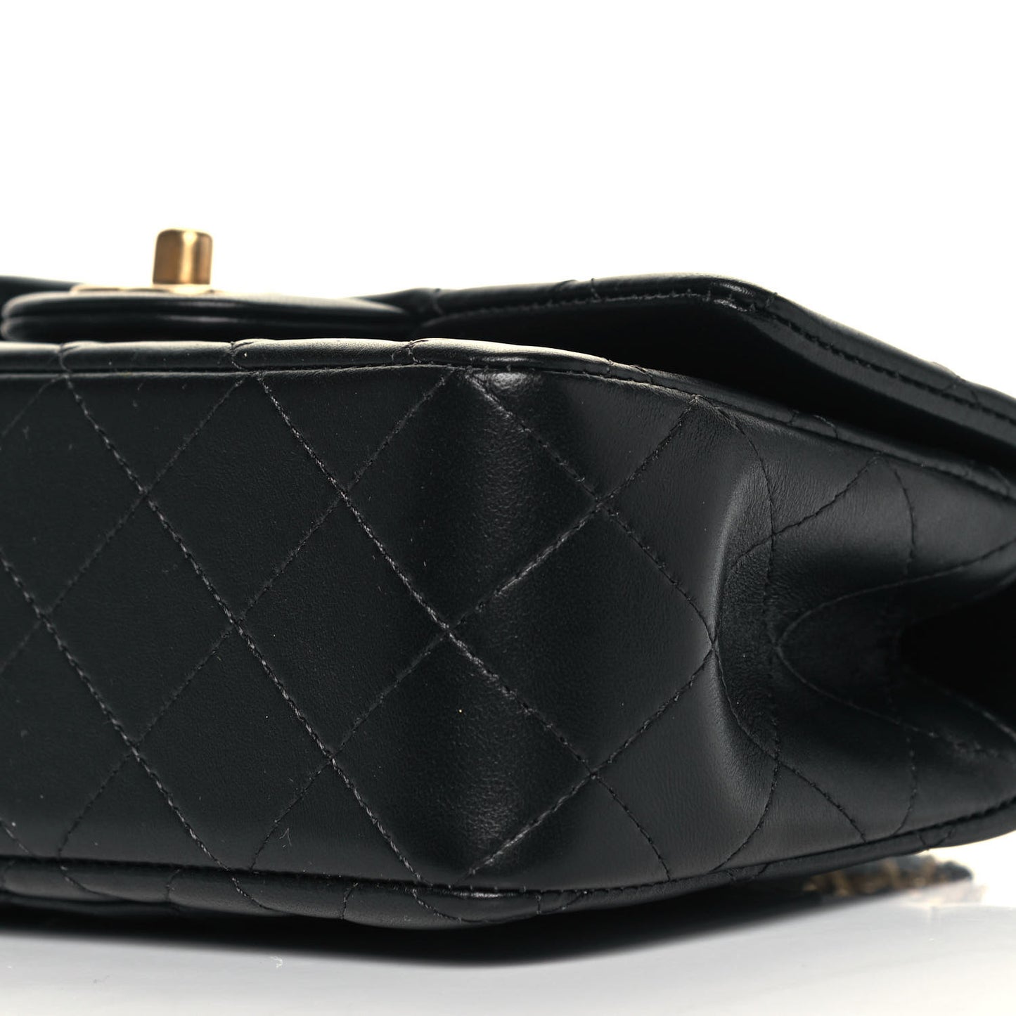 Lambskin Quilted Mini Top Handle Rectangular Flap Black