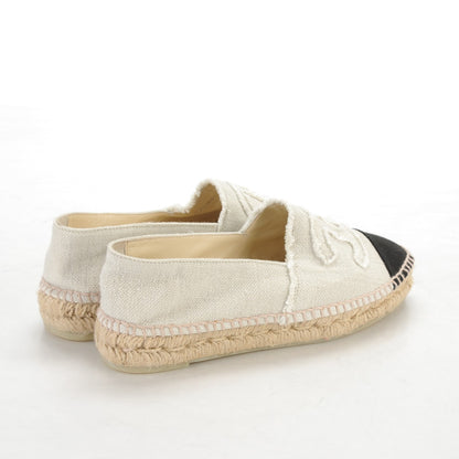 Chanel Linen CC Espadrilles 38 Beige Black 4 of 9