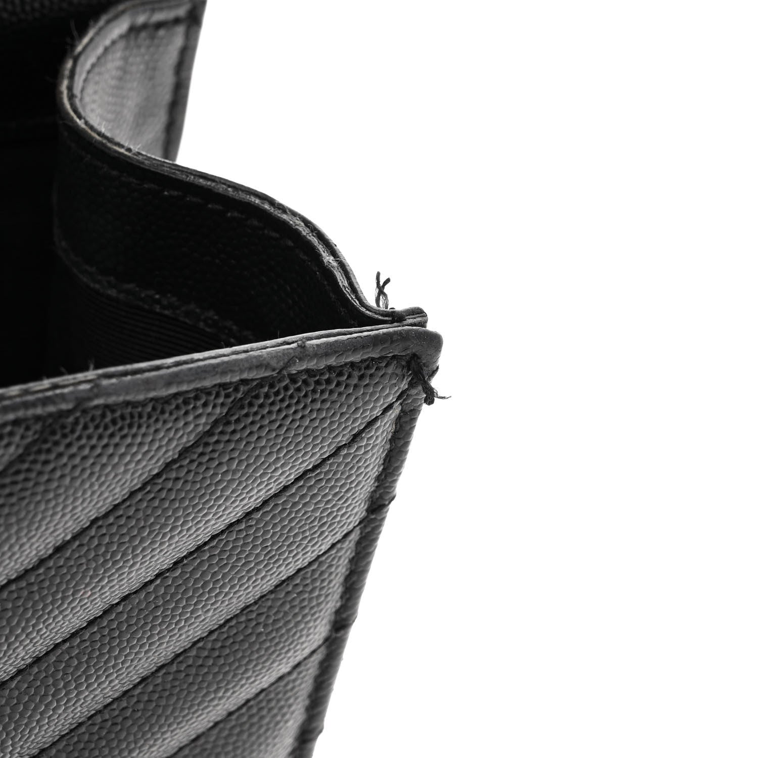 Saint Laurent Grain De Poudre Matelasse Chevron Medium Monogram Satchel Black 19 of 20