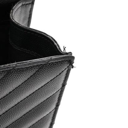 Saint Laurent Grain De Poudre Matelasse Chevron Medium Monogram Satchel Black 19 of 20