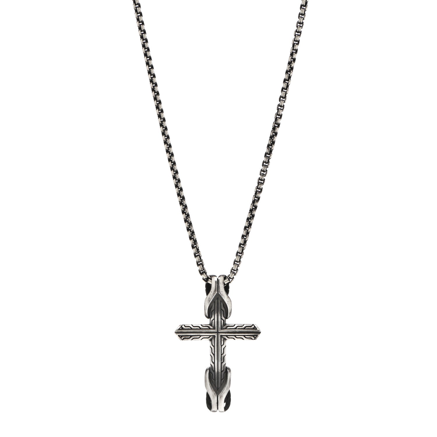 John Hardy Sterling Silver Asli Classic Chain Link Cross Pendant Necklace 1 of 4