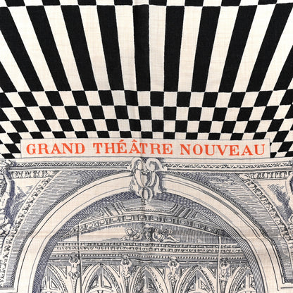 Hermes Cashmere Silk Grand Theatre Nouveau Shawl 140 Naturel Marine Black 5 of 6