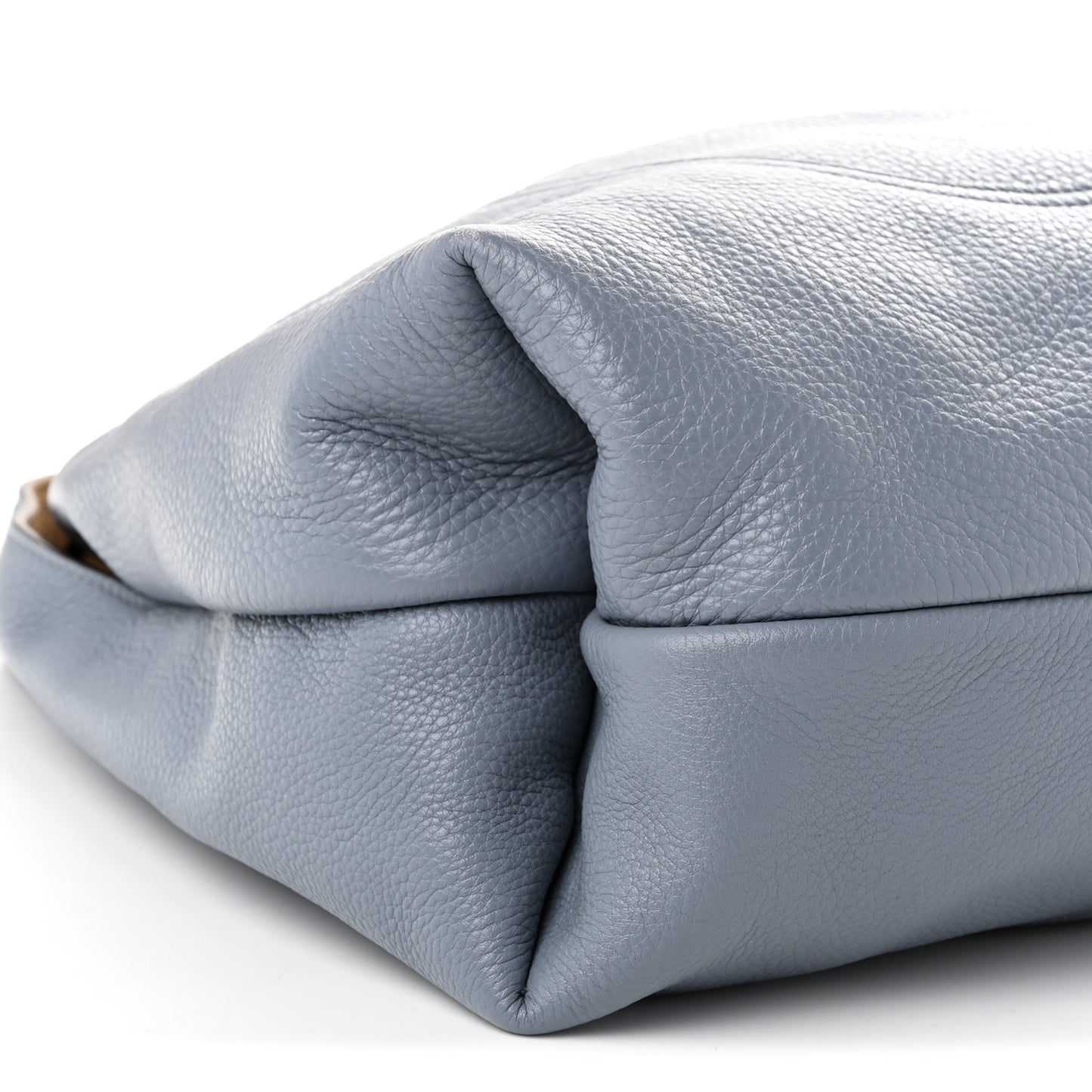 Grained Calfskin Softbit Medium Shoulder Bag Dusty Blue