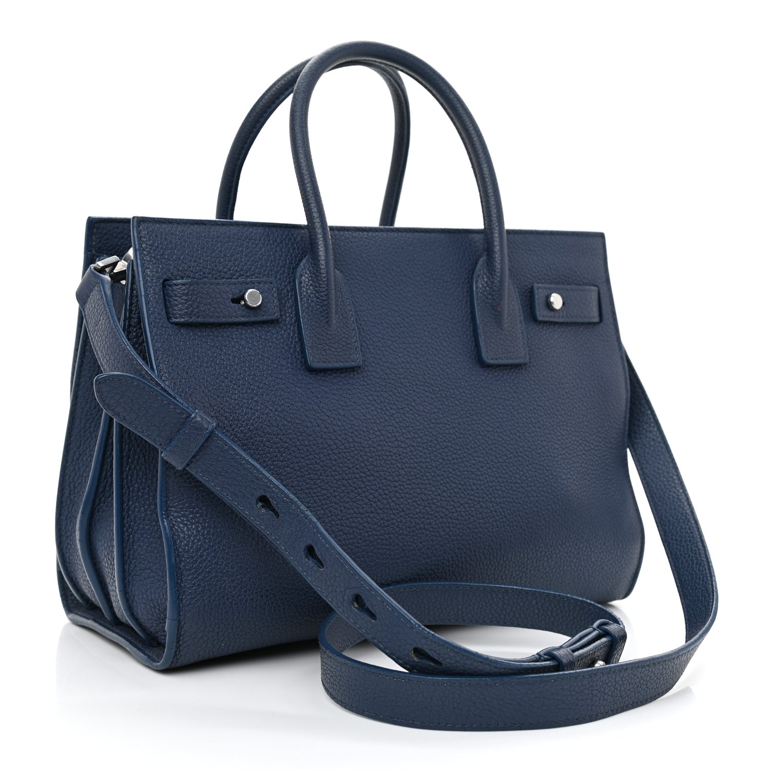 Saint Laurent Grained Calfskin Baby Sac De Jour Souple Denim 3 of 12