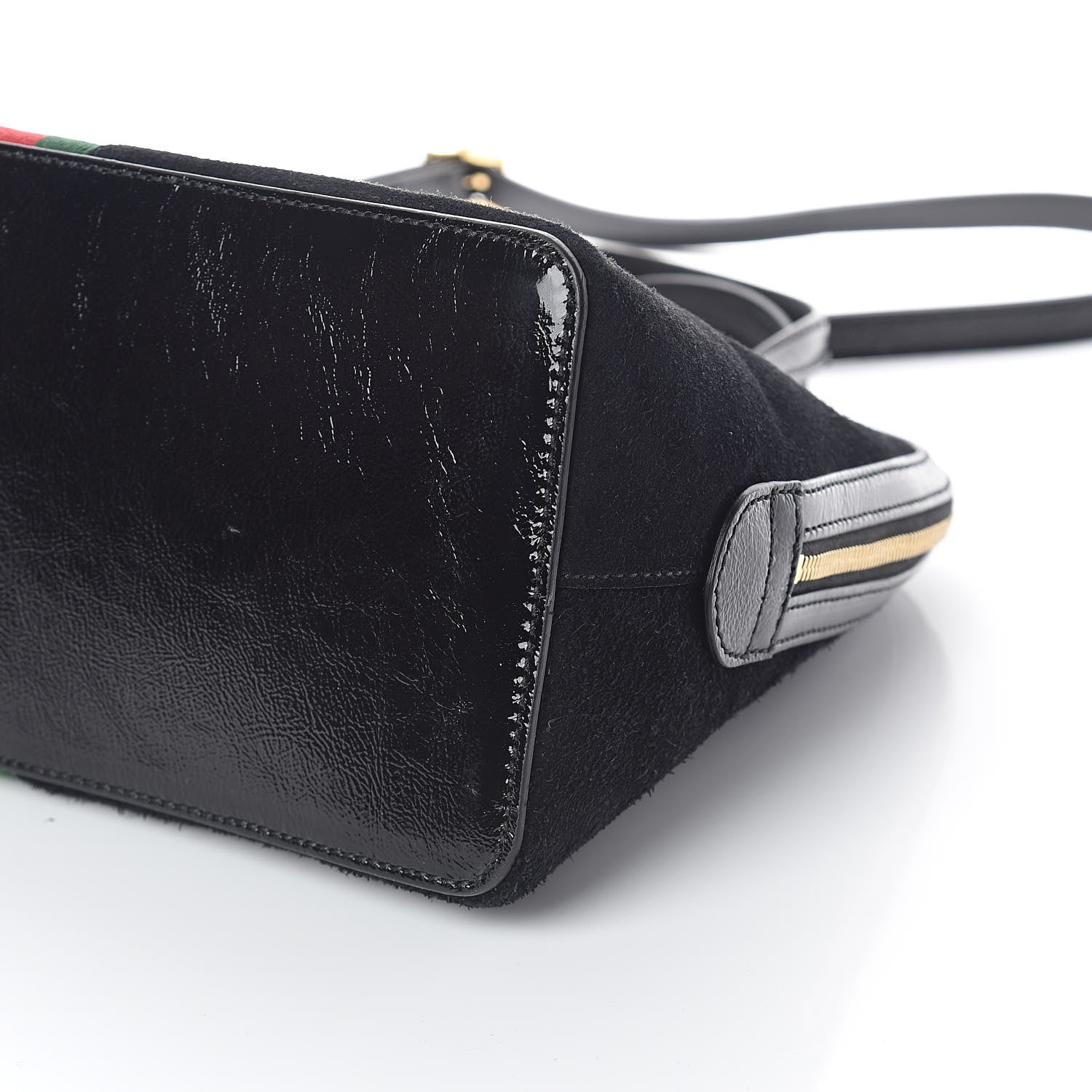 Gucci Suede Patent GG Web Medium Ophidia Top Handle Dome Bag Black 9 of 9