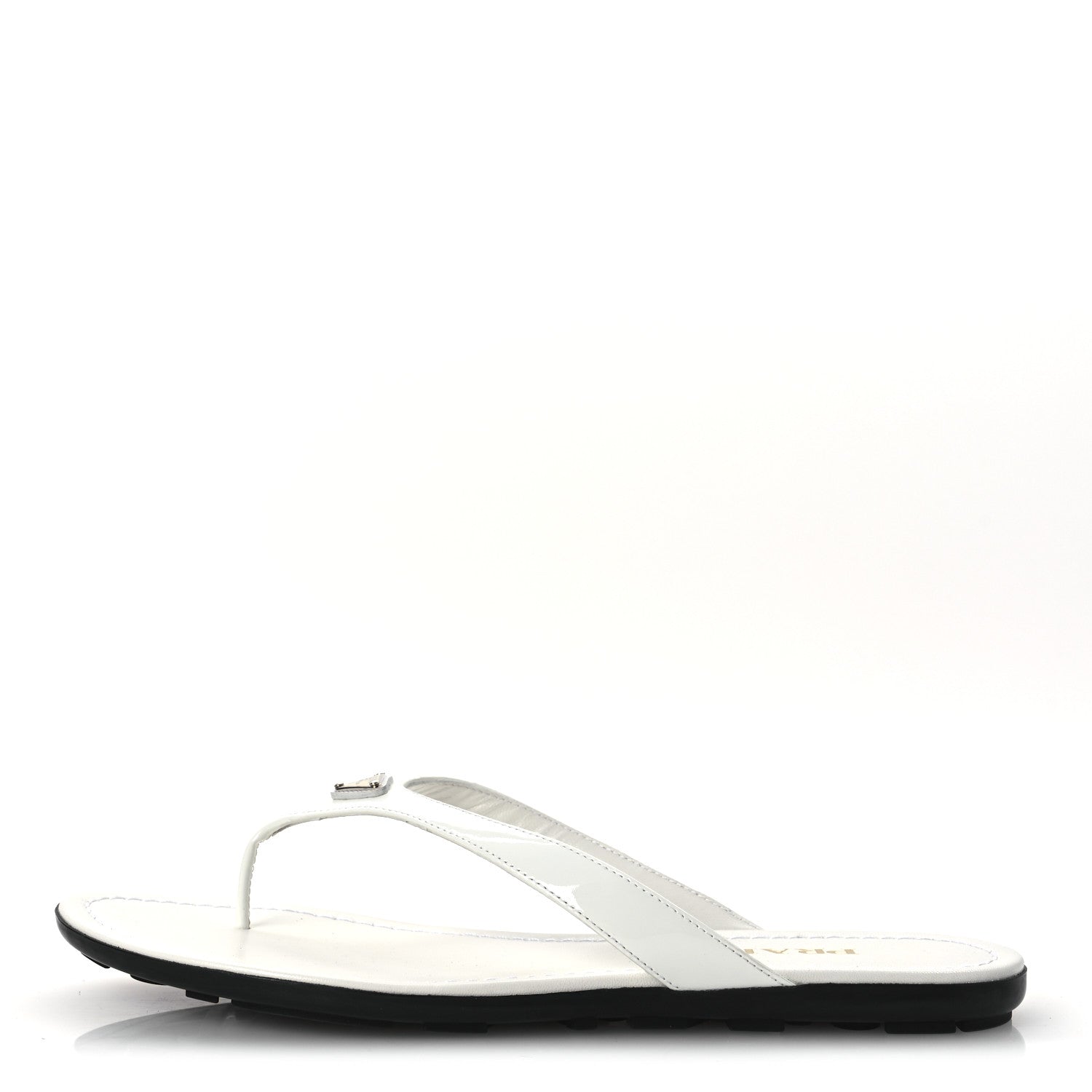 Prada Patent Calfskin Logo Thong Sandals 40 White 1 of 12