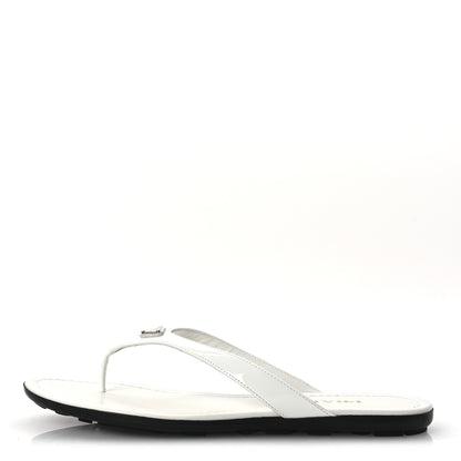 Prada Patent Calfskin Logo Thong Sandals 40 White 1 of 12