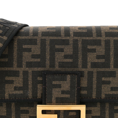 Fendi Fabric Jacquard FF 1974 Medium Baguette Tobacco Moro Black 8 of 11