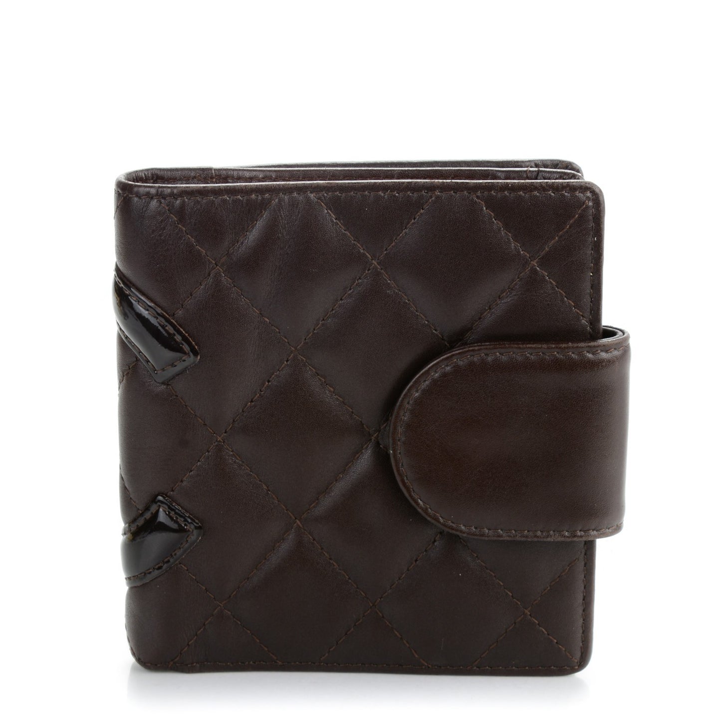 Calfskin Quilted Cambon Bi-Fold Wallet Brown