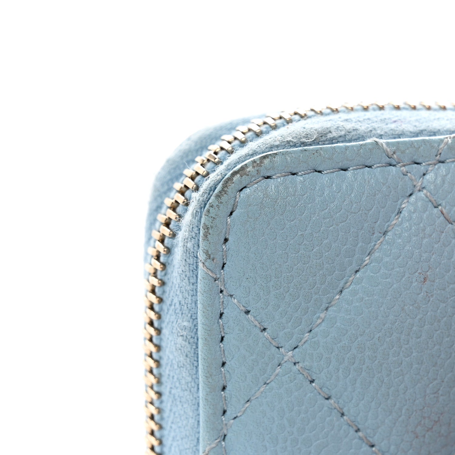 Chanel Caviar Quilted Zipped Key Holder Case Light Blue 18 of 19