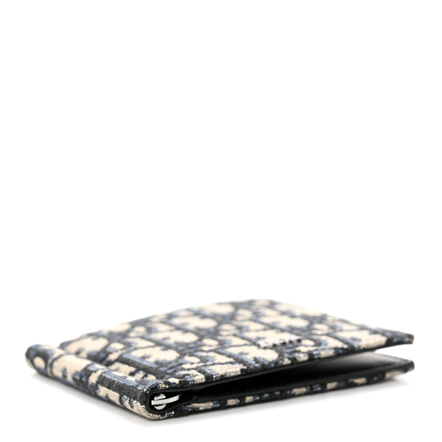Oblique Bill Clip Wallet Beige Black