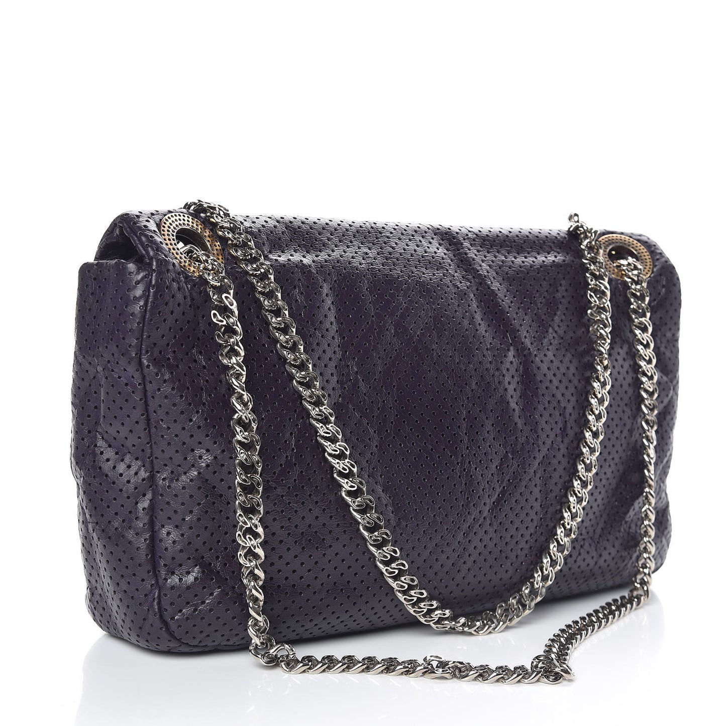 Calfskin Perforated Large Drill Flap Purple