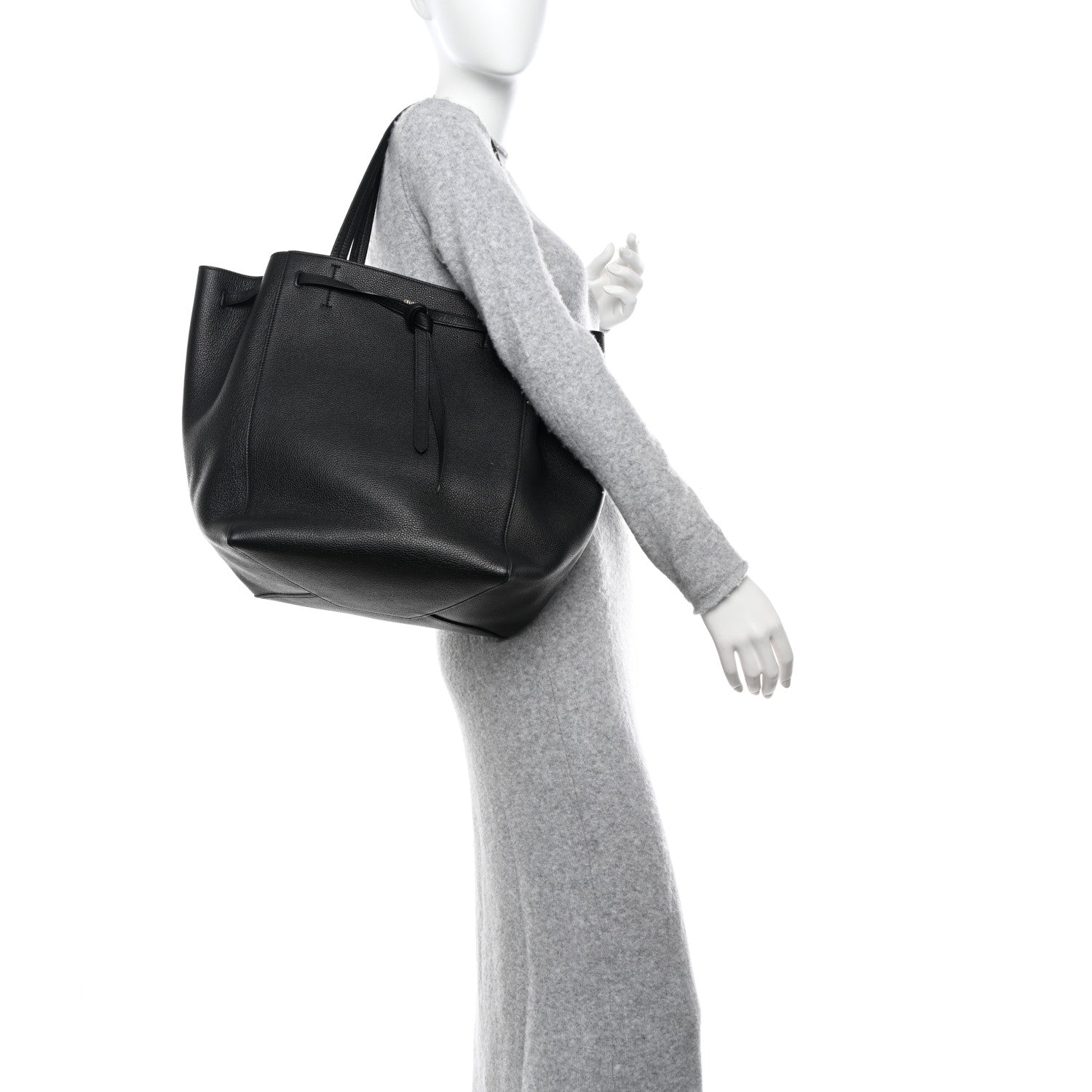 Celine Soft Grained Calfskin Medium Belt Cabas Phantom Black 3 of 11