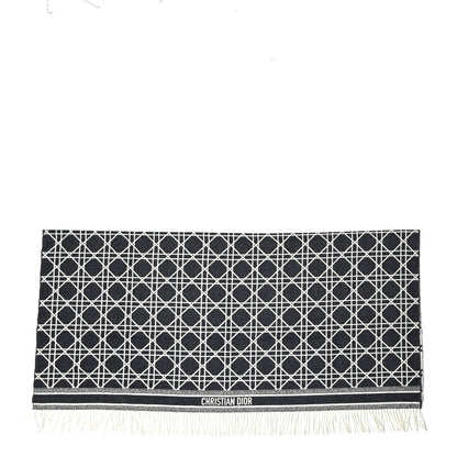 Christian Dior Cashmere Macrocannage Throw Blanket Navy Blue Off White 1 of 5