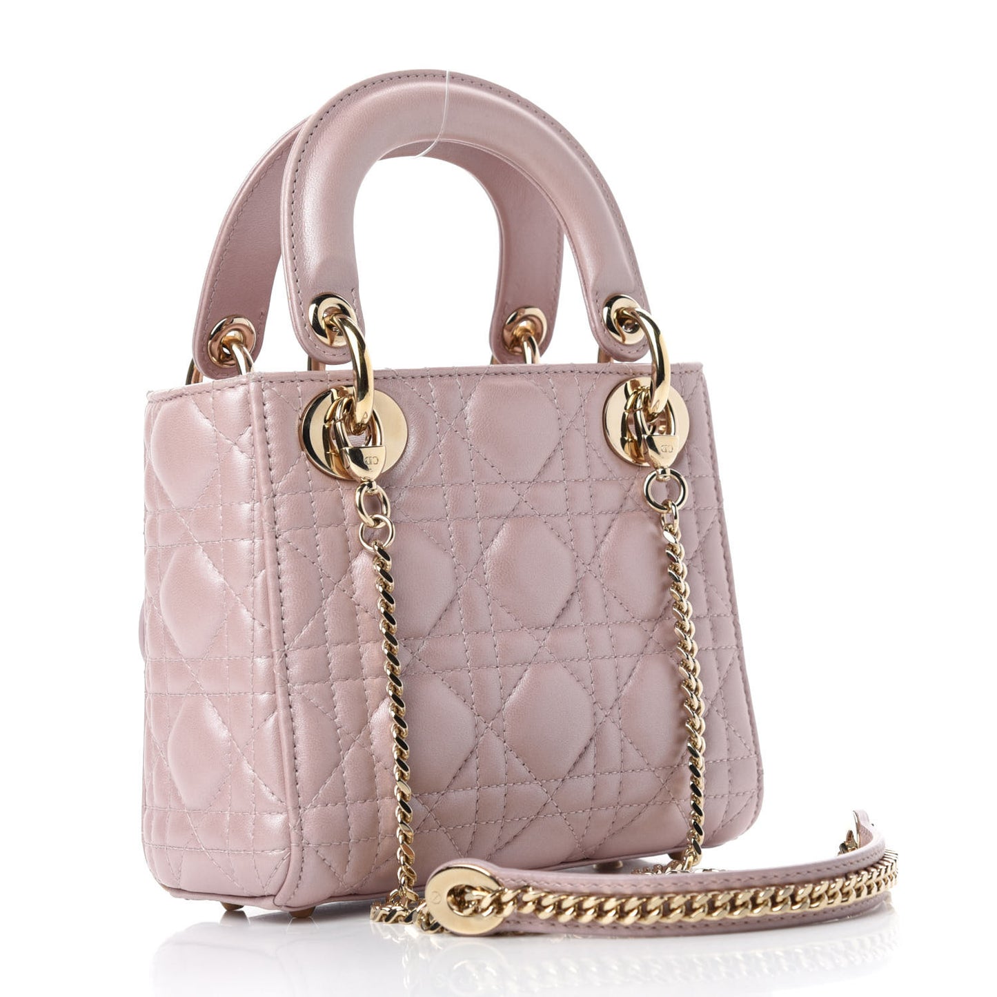 Metallic Lambskin Cannage Mini Lady Dior Lotus