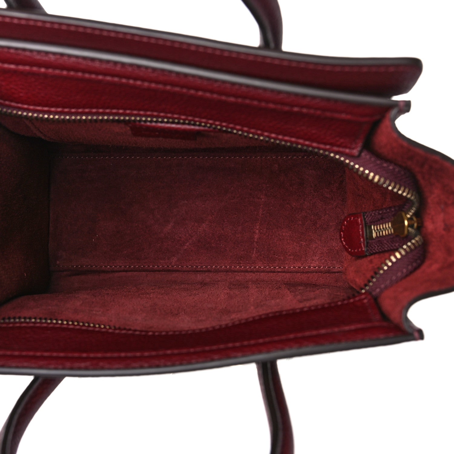 Celine Drummed Calfskin Nano Luggage Light Burgundy 4 of 7