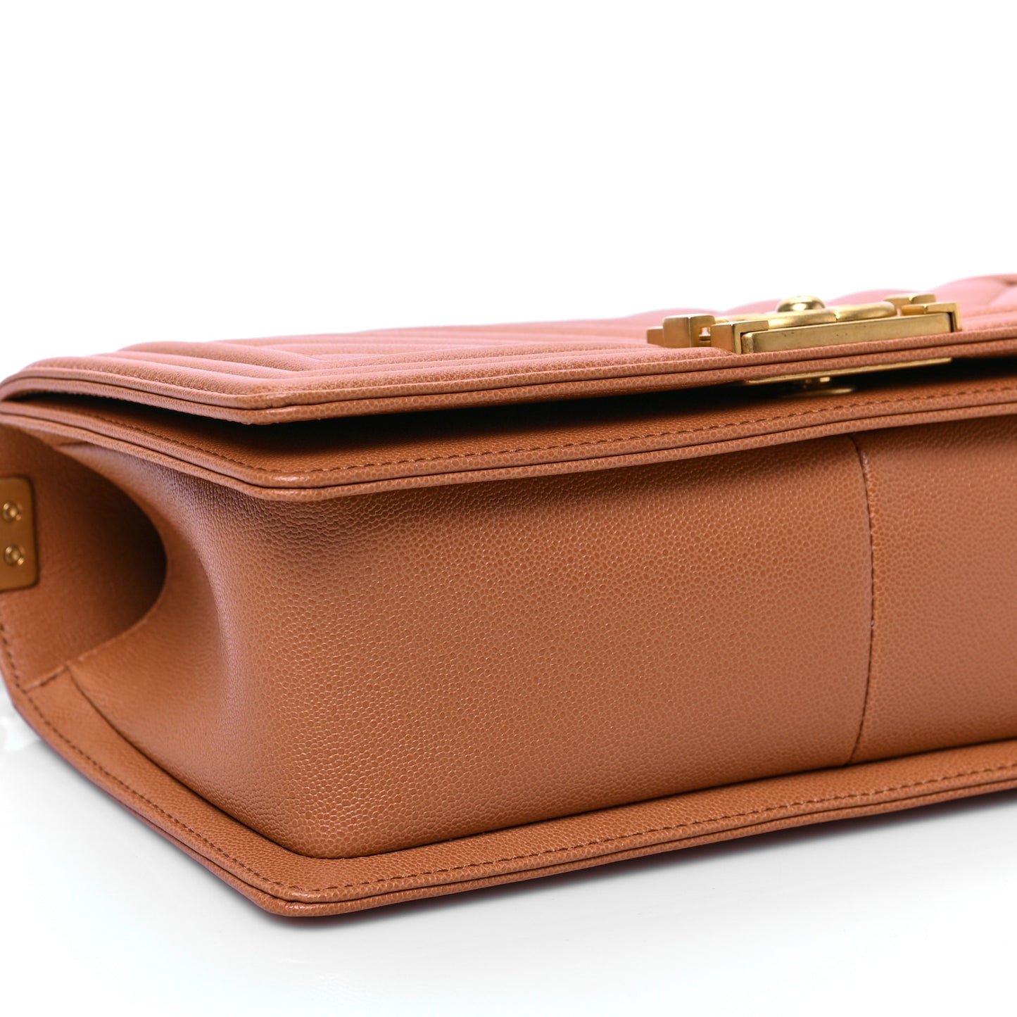 Caviar Chevron Quilted Medium Boy Flap Brown