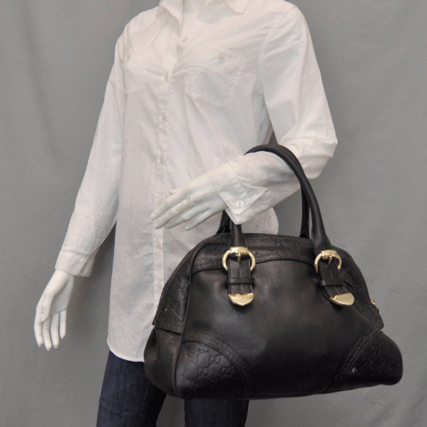 Guccissima Signoria Large Dome Bag Black