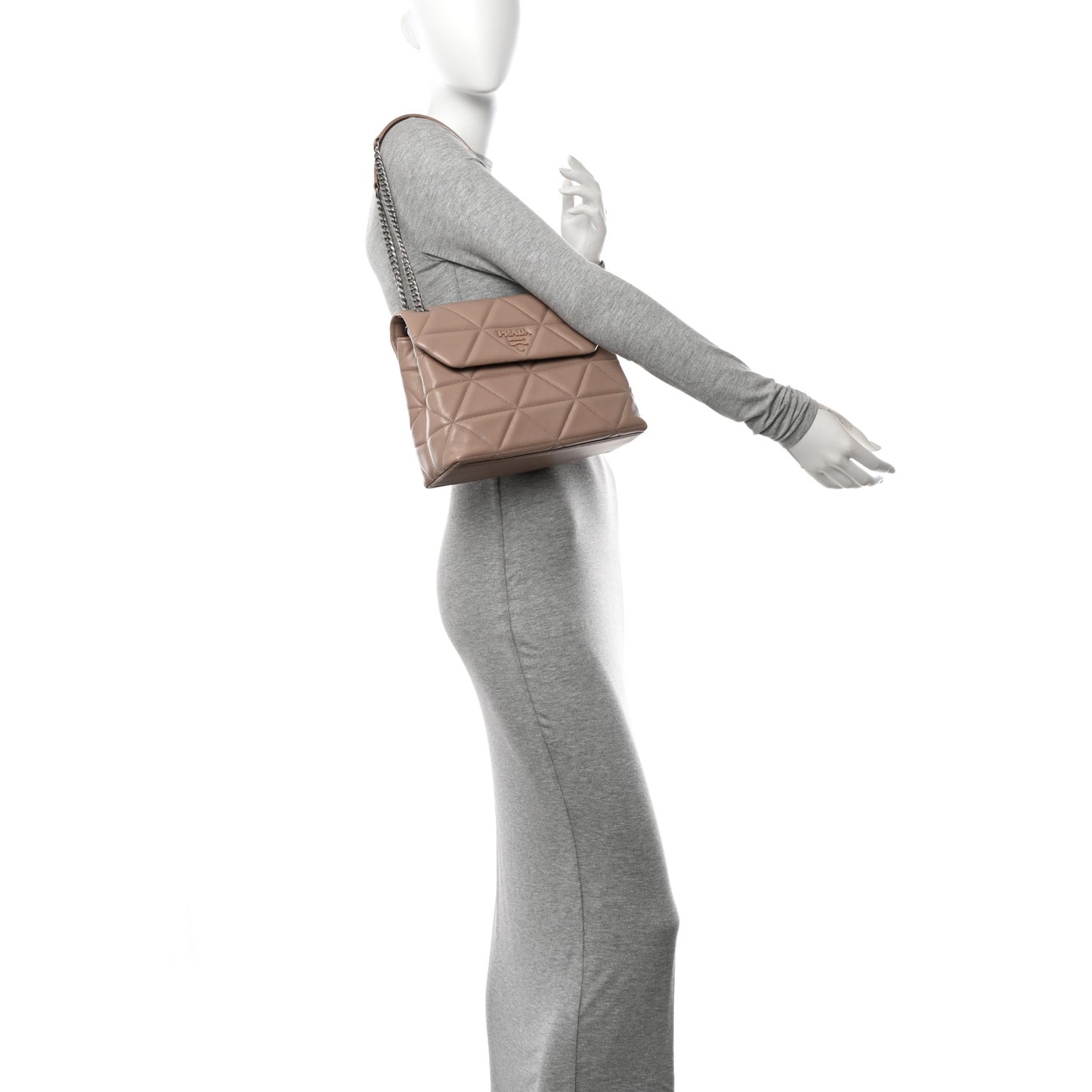 Nappa Triangle Stitched Large Spectrum Bag Cipria