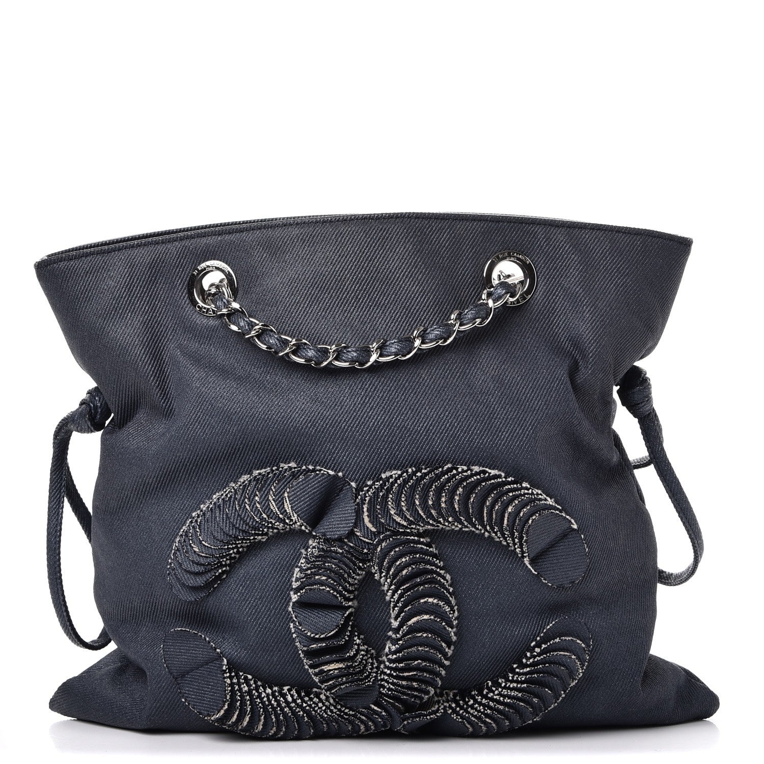 Chanel Denim Small CC Discus Tote Blue 1 of 7