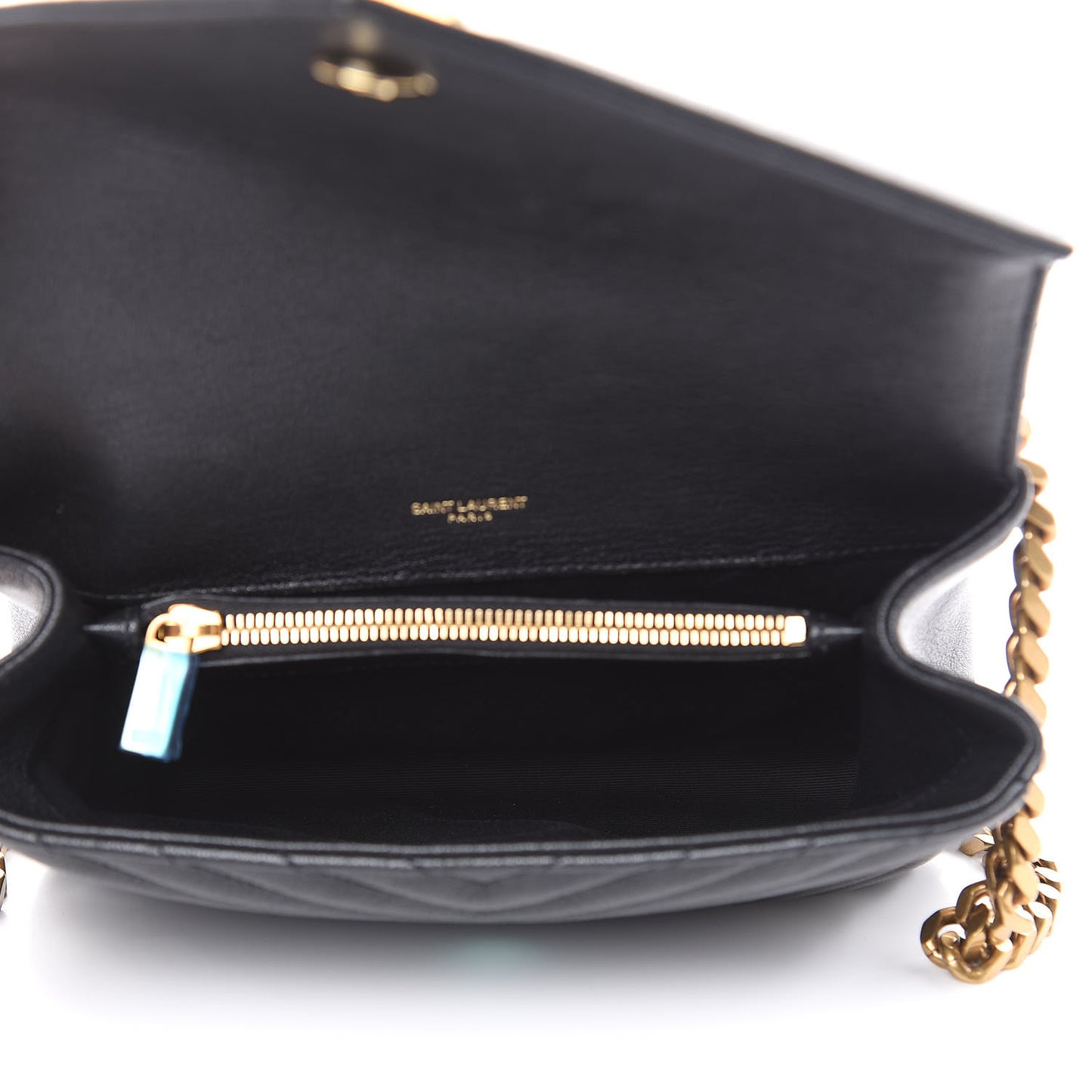 Sheepskin Matelasse Chevron Monogram Medium College Bag Black