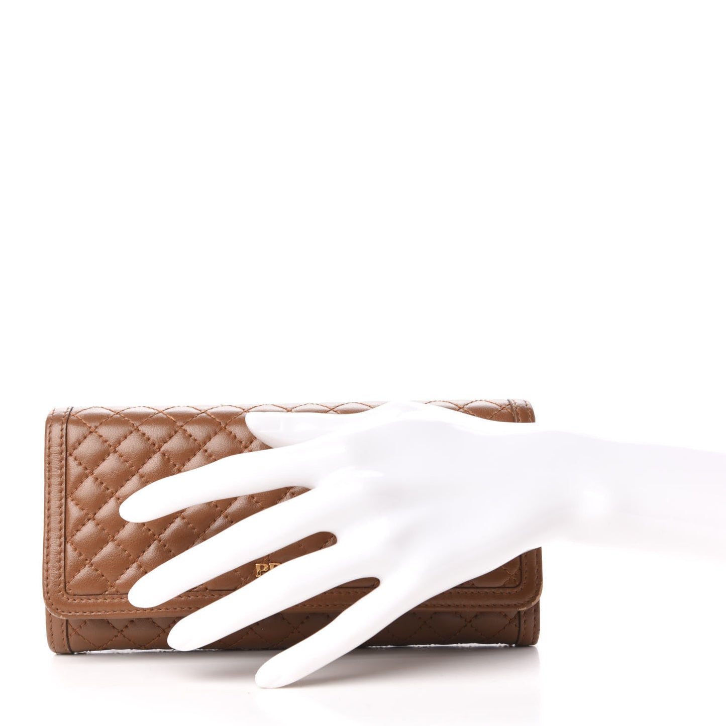 Soft Calf Quilted Continental Flap Wallet Cannella