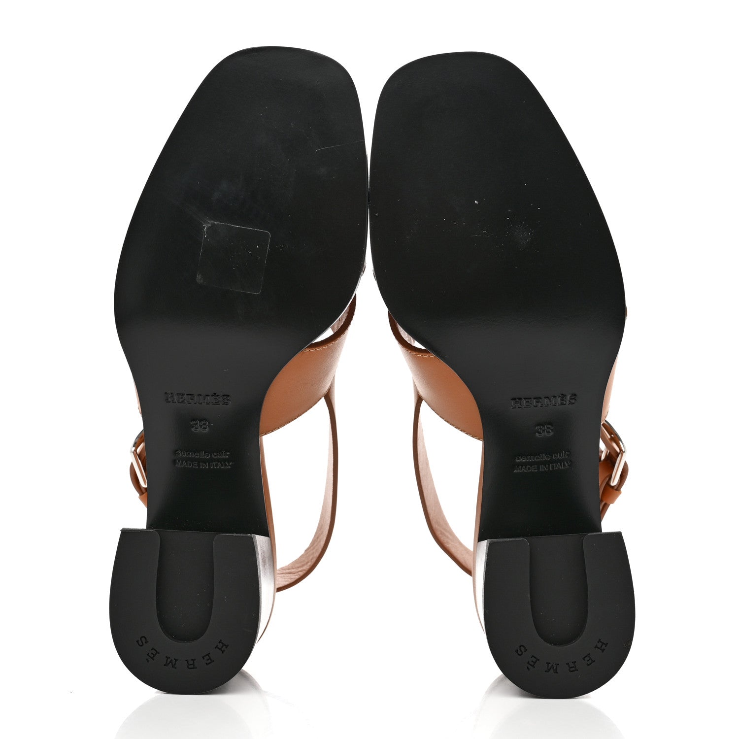 Hermes Calfskin Elbe 60 Sandals 38 Marron Glaise 5 of 9