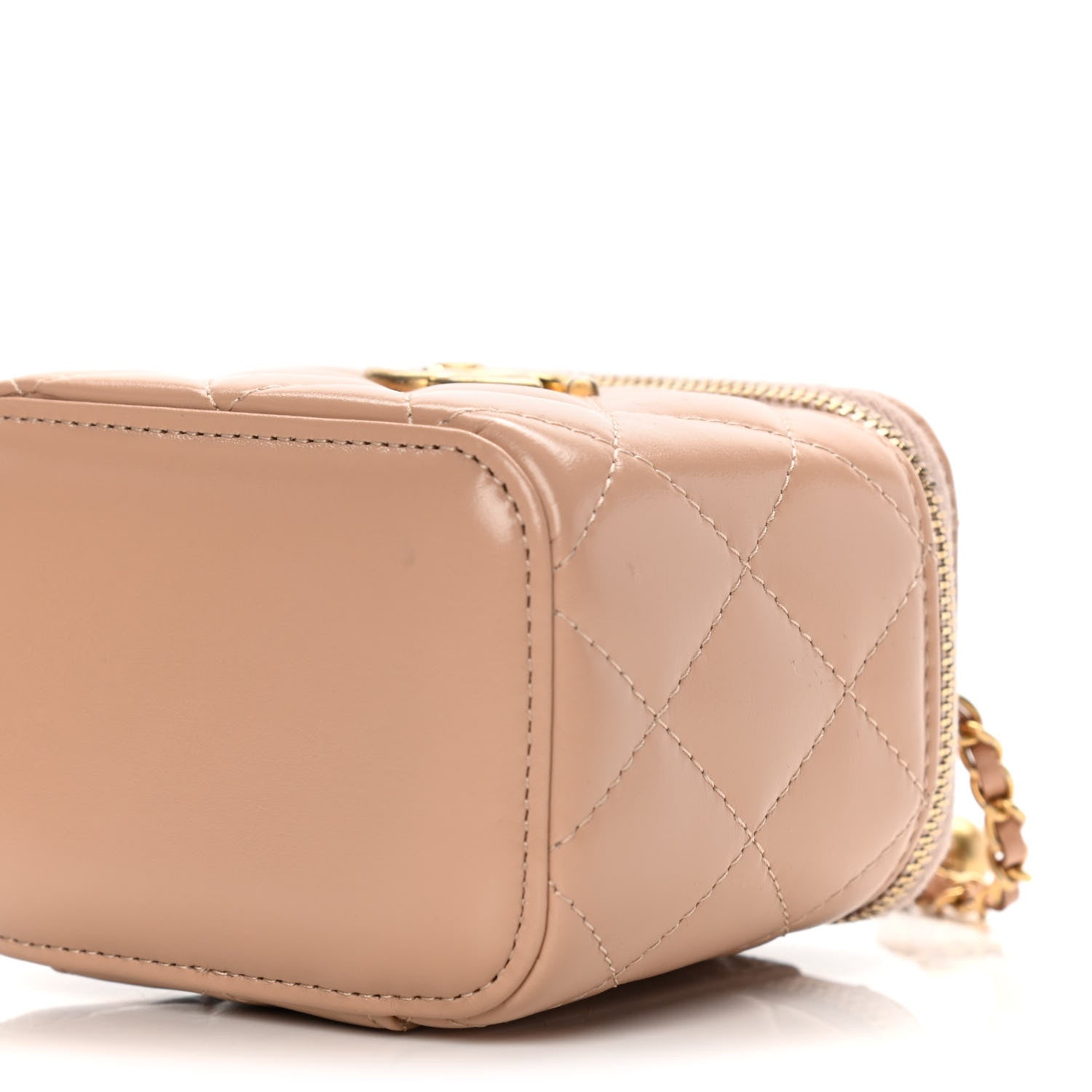 Chanel Calfskin Quilted Mini Perfect Fit Vanity Case With Chain Beige 12 of 15