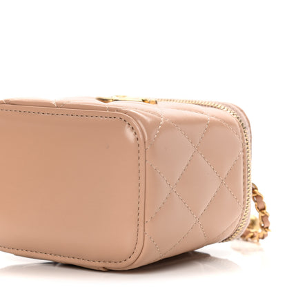 Chanel Calfskin Quilted Mini Perfect Fit Vanity Case With Chain Beige 12 of 15