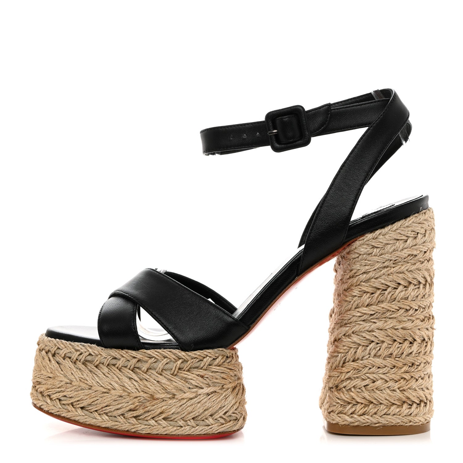 Christian Louboutin Goatskin Super Mariza 130 Espadrille Sandals 39 Black 1 of 8