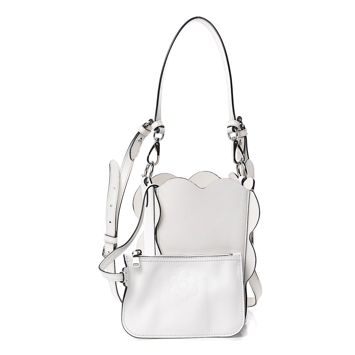 Miu Miu Calfskin Scalloped Bucket Bag White 3 of 14