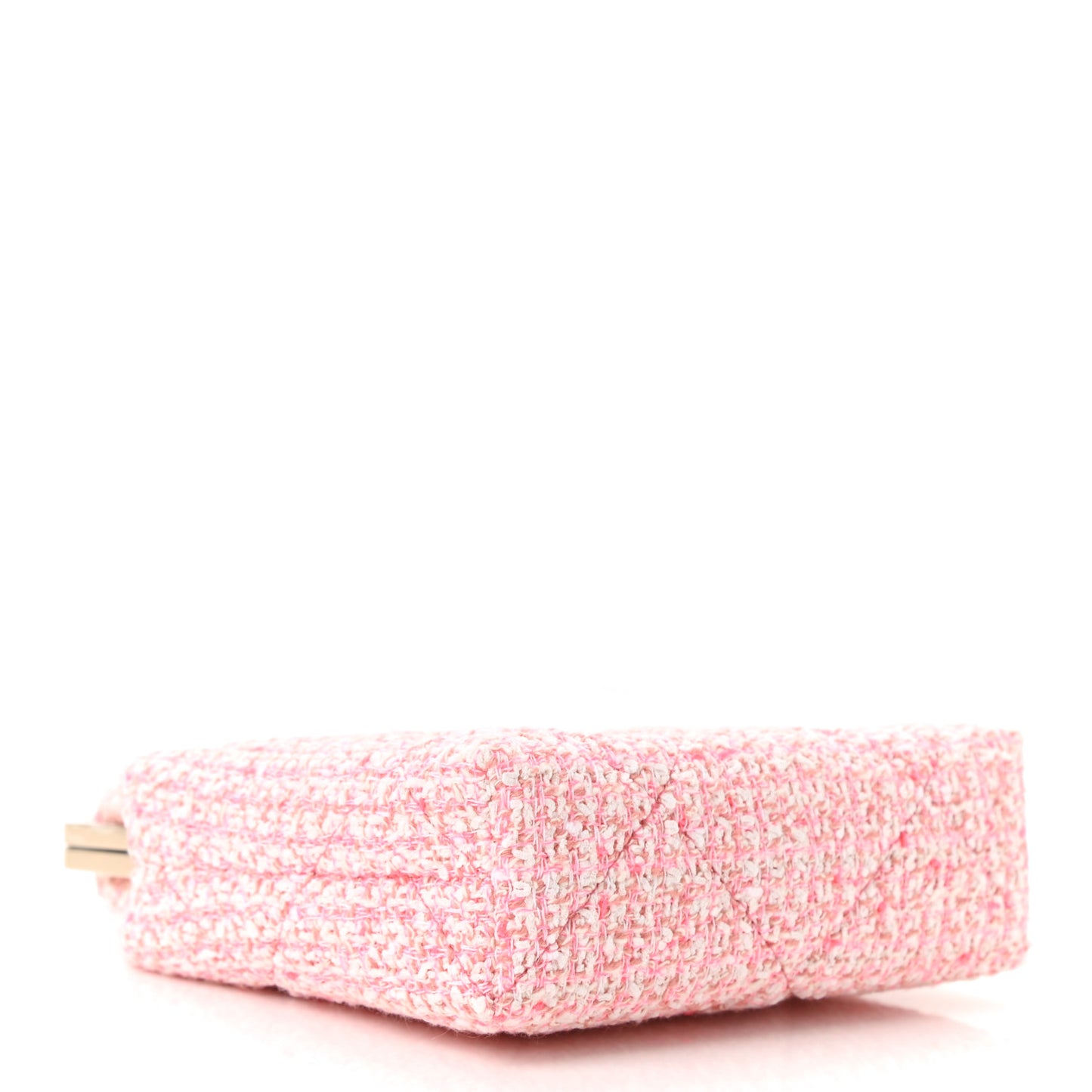 Tweed Kiss Lock Phone Holder With Chain Pale Pink Ecru