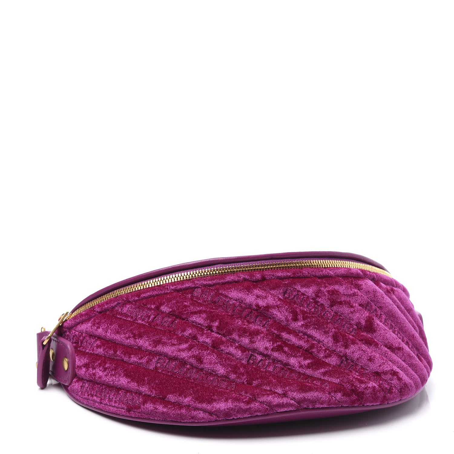 Balenciaga Crushed Velvet Logo Matelasse XXS Souvenir Belt Bag Fuchsia 3 of 11