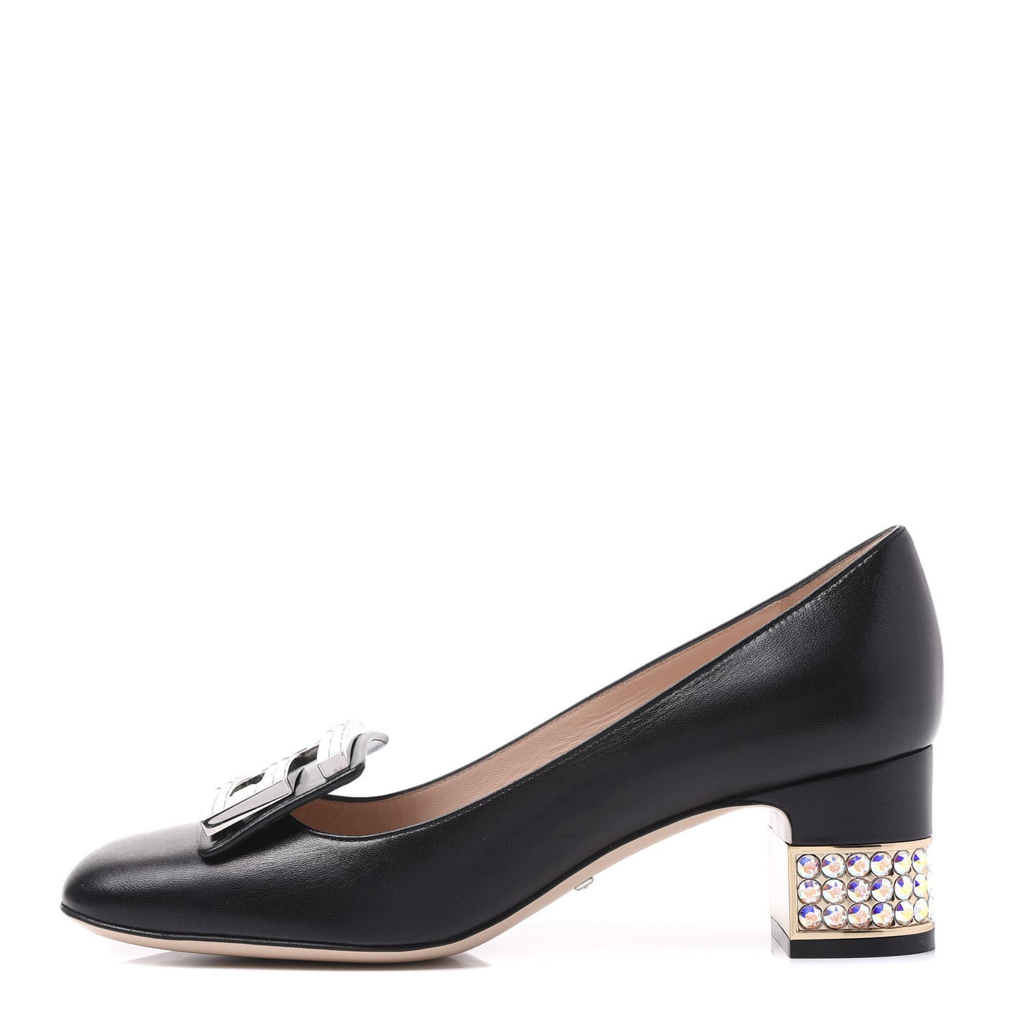 Malaga Kid Crystal Square G Madelyn Mid Heel Loafer Pumps 37 Black